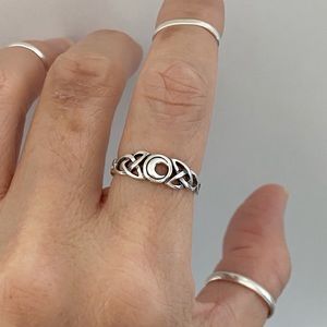 Sterling Silver Celtic and Crescent Moon Ring, Silver Rings, Celestial, Dainty